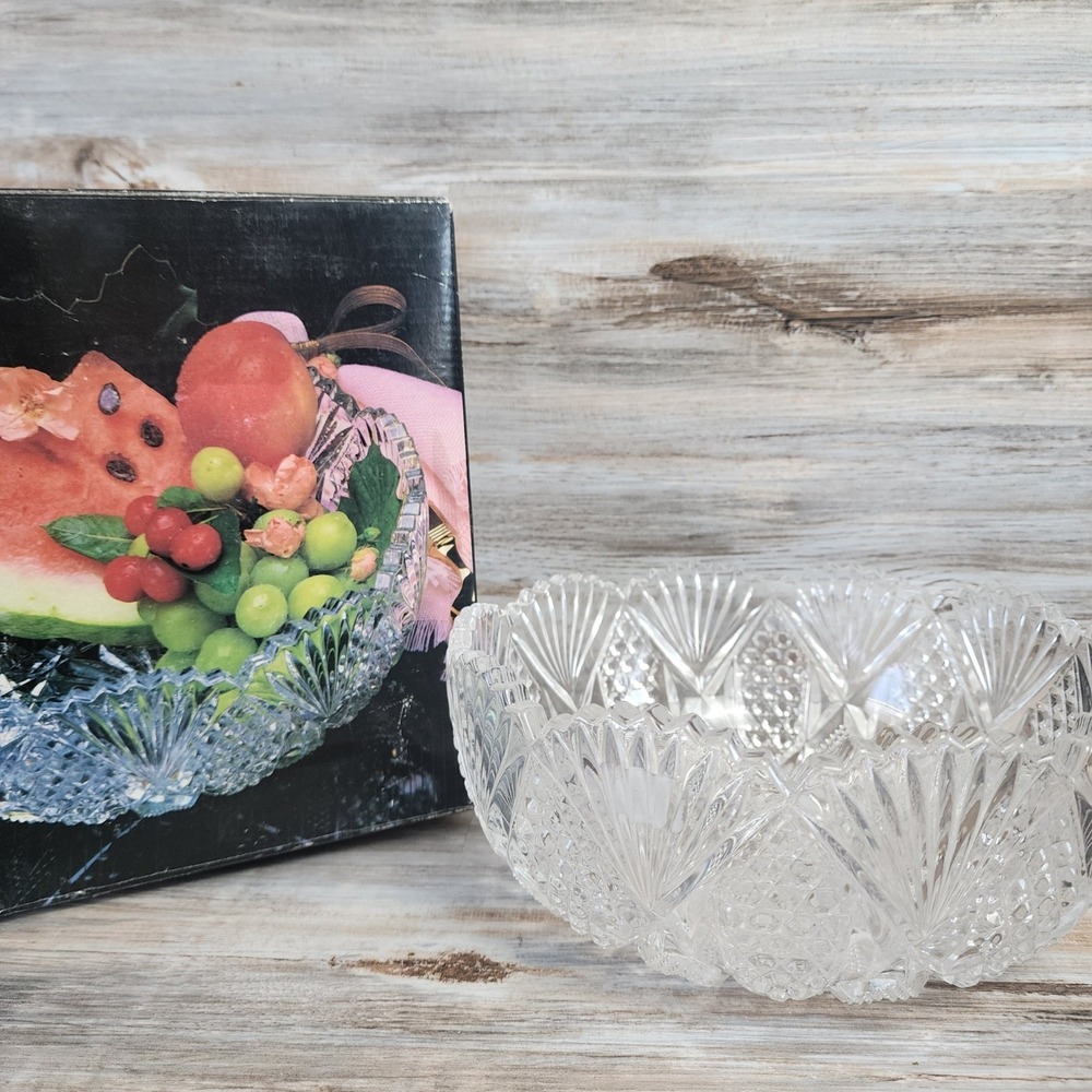 Mikasa Candlelight Serving Bowl RC143/001 Lead Crystal Japan Fan Diamond Cut 8in